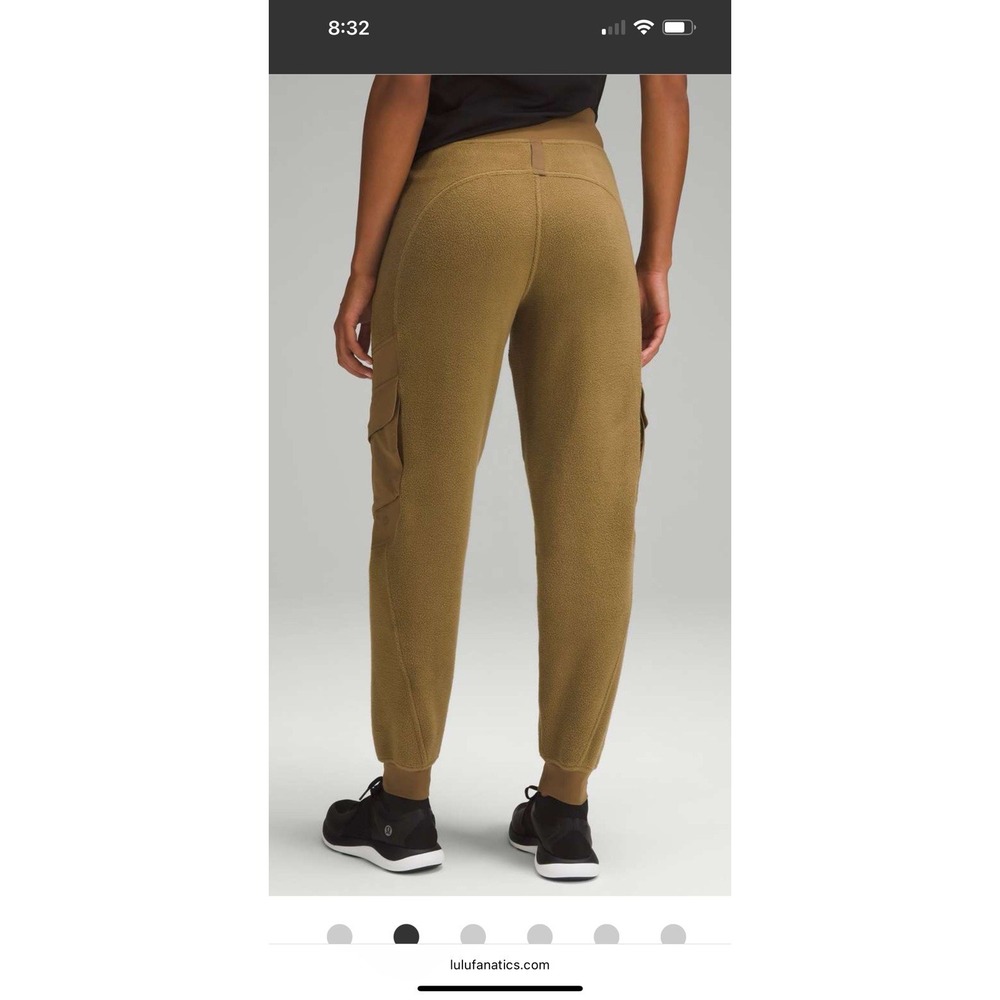 Lululemon Fleece High Rise Cargo Jogger Women Sz 12 (Waist 32-35) Black (No Tag) - Picture 14 of 16